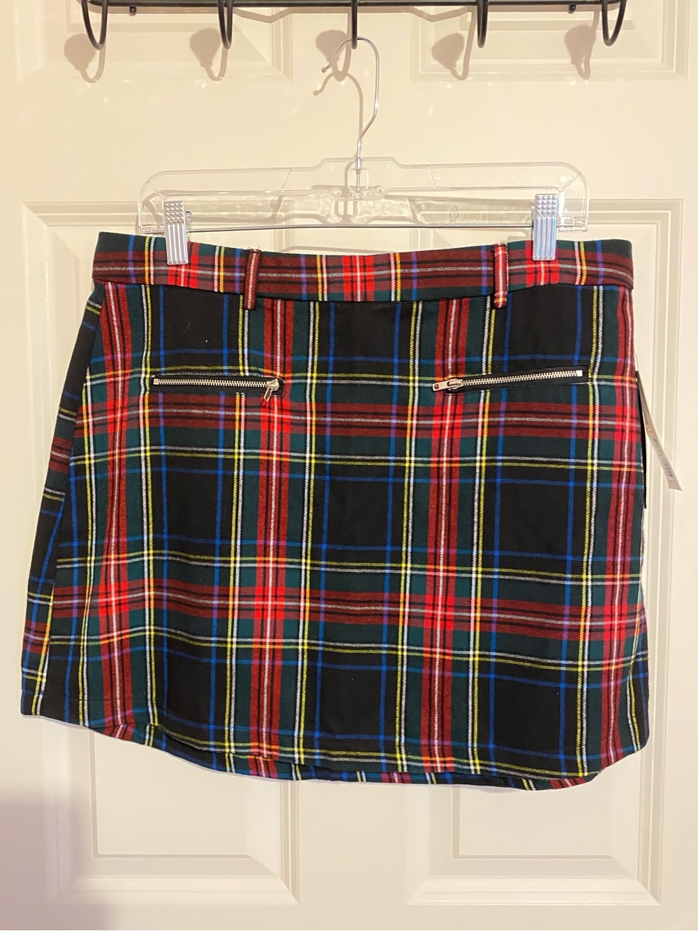 AF studio multicolor plaid twill mini skirt, womens size 13 (waist size 34 in.)